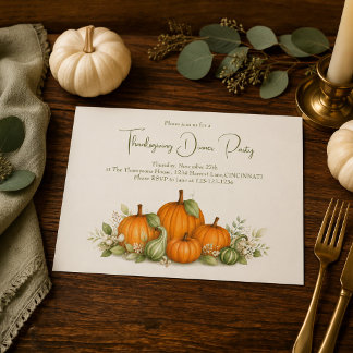 Watercolor Pumpkin Thanksgiving Invitation