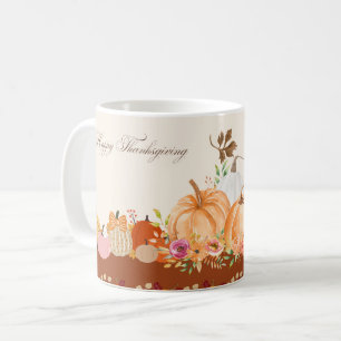 Watercolor Pumpkin Thanksgiving Mug Art