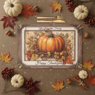 Watercolor Pumpkin Thanksgiving Paper Placemat