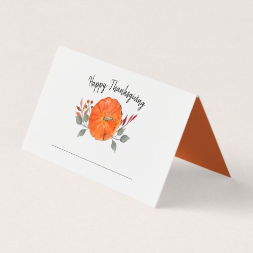 Watercolor Pumpkin Thanksgiving place card