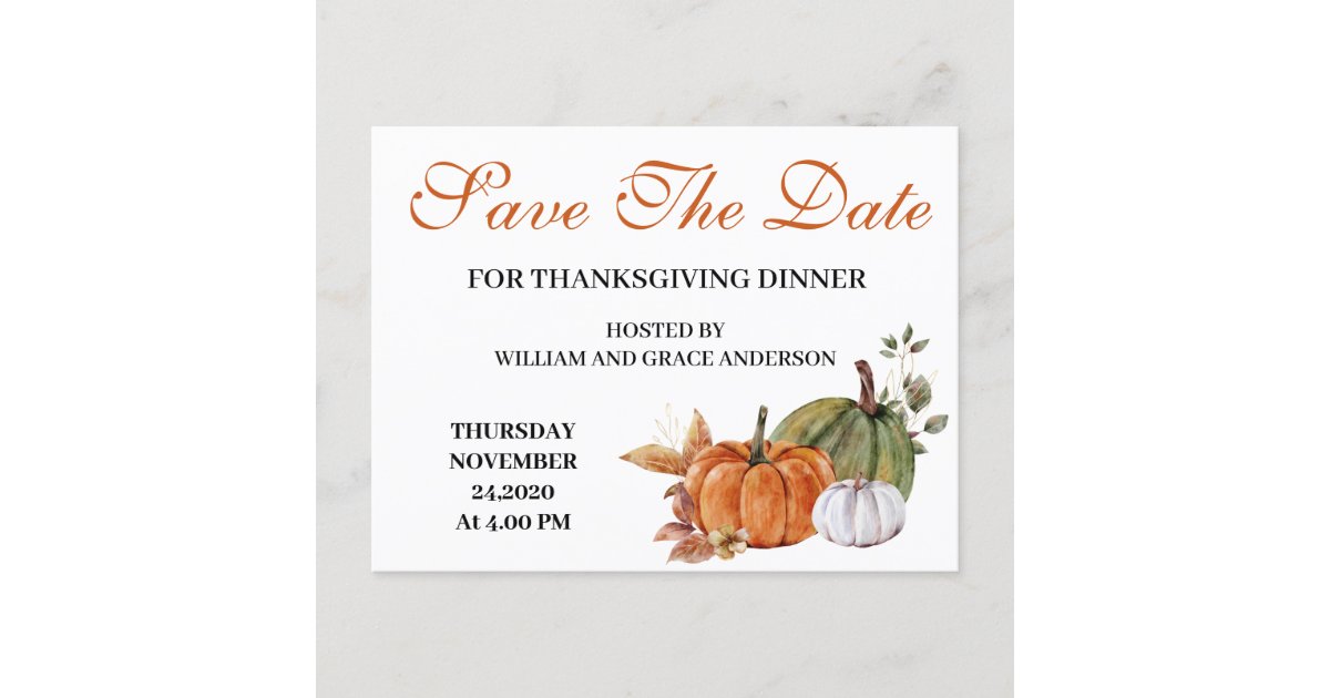 Thanksgiving Pattern Save the Date Invitation Postcard, Zazzle