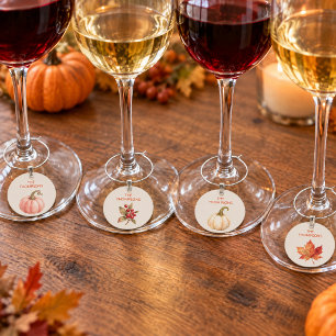 Watercolor Pumpkin Thanksgiving Wine Charm