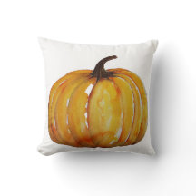 Watercolor Pumpkin Throw Pillow