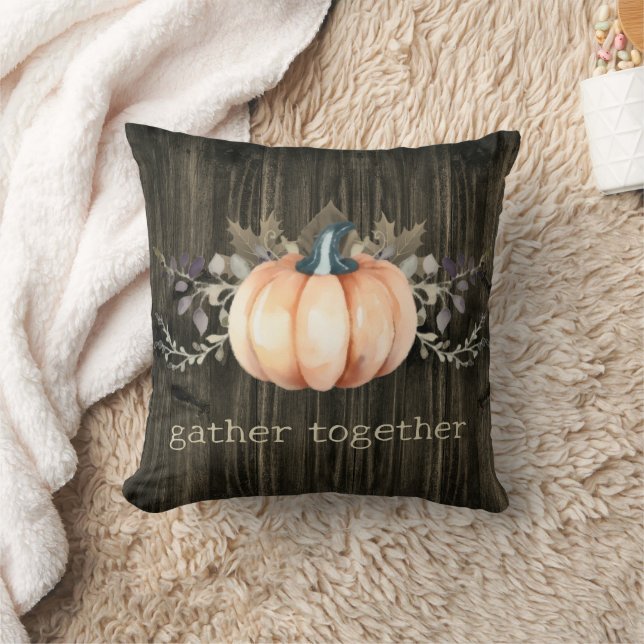 Watercolor Pumpkin Throw Pillow (Blanket)
