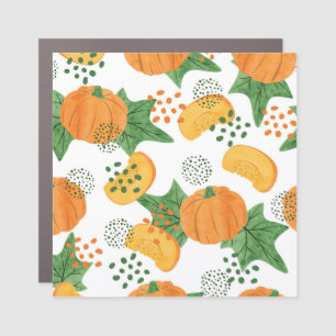 Watercolor Pumpkin Vegetable: Orange Seamless Car Magnet