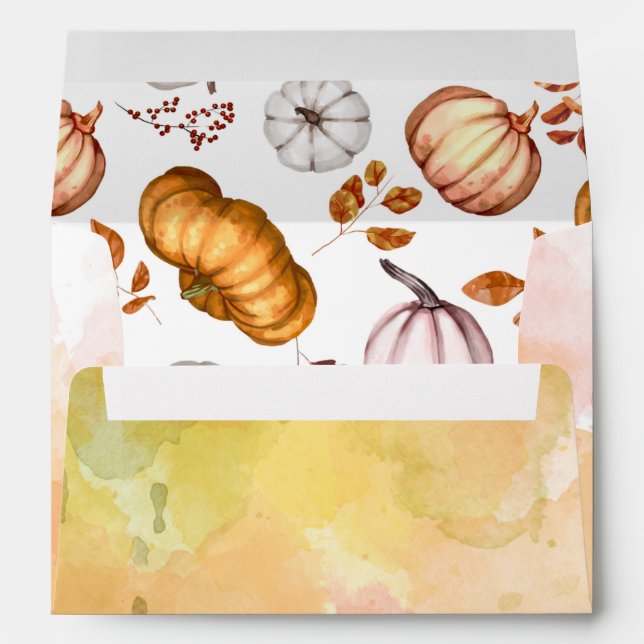 Watercolor Pumpkin Wedding  Envelope (Back (Bottom))