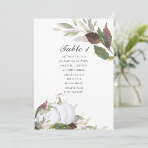 Watercolor Pumpkin Wedding Seating Table Plan Invitation