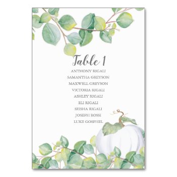 Watercolor Pumpkin Wedding Seating Table Plan Table Number by VGInvites at Zazzle