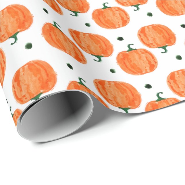 Watercolor Pumpkin Wrapping Paper (Roll Corner)