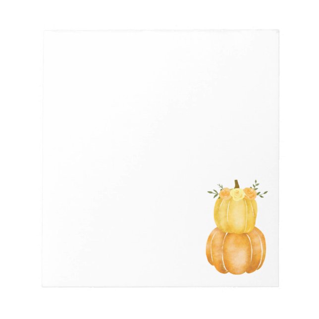 Watercolor Pumpkin Yellow Floral Roses  Notepad (Front)