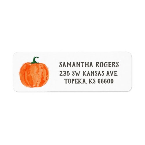 Watercolor Pumpkinn Return Address Labels