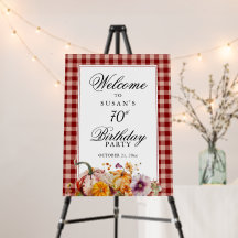 Watercolor Pumpkins 70th Birthday Welcome Sign