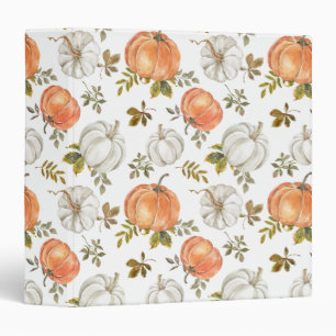 Watercolor Pumpkins and Foliage Autumn Pattern 3 Ring Binder