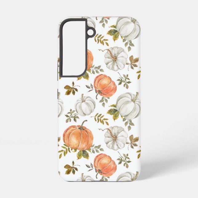 Watercolor Pumpkins and Foliage Autumn Pattern Samsung Galaxy Case (Back)