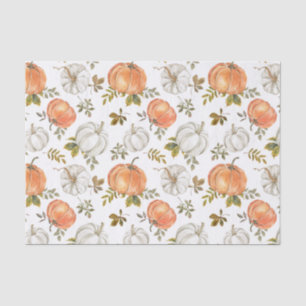Watercolor Pumpkins and Foliage Autumn Pattern Tissue Paper