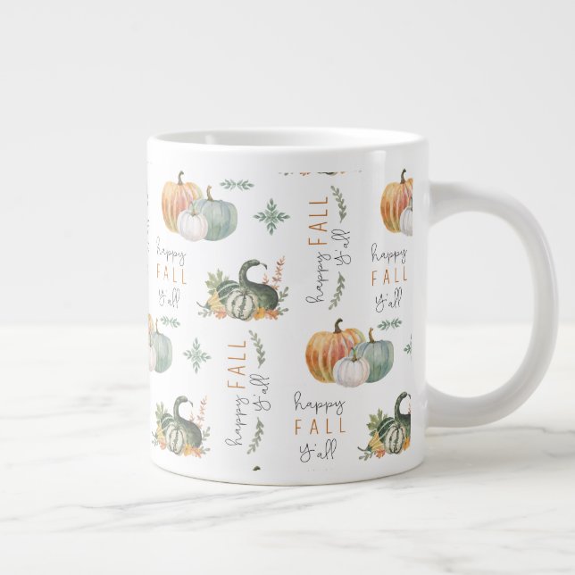 WATERCOLOR PUMPKINS AND GOURDS GIANT COFFEE MUG (Right)