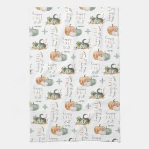 WATERCOLOR PUMPKINS AND GOURDS KITCHEN TOWEL