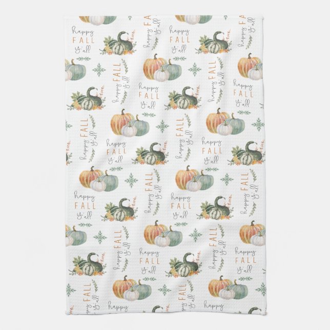 WATERCOLOR PUMPKINS AND GOURDS KITCHEN TOWEL (Vertical)