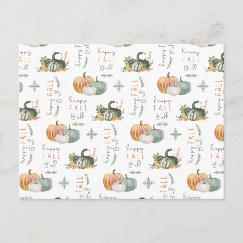 WATERCOLOR PUMPKINS AND GOURDS POSTCARD