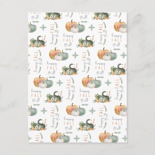 WATERCOLOR PUMPKINS AND GOURDS POSTCARD