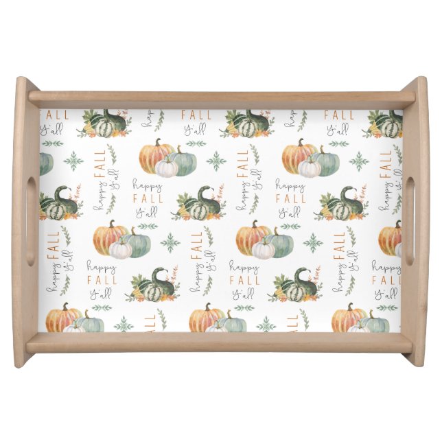WATERCOLOR PUMPKINS AND GOURDS SERVING TRAY (Front)