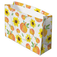 Watercolor Pumpkins and Sunflowers Large Gift Bag