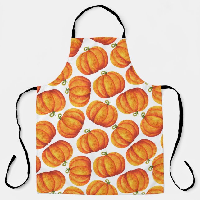 Watercolor pumpkins: autumn crop pattern. apron (Front)