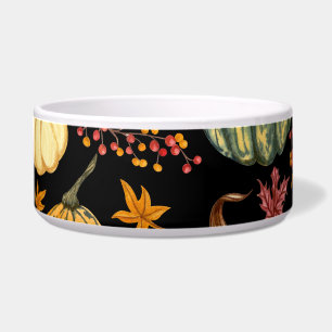 Watercolor Pumpkins: Autumn Seamless Pattern. Bowl