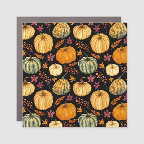 Watercolor Pumpkins Autumn Seamless Pattern Car Magnet