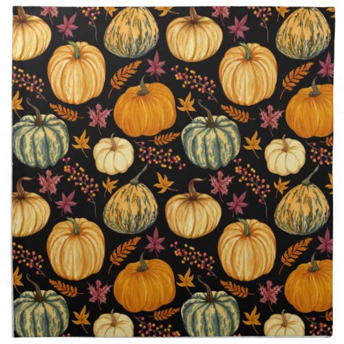 Watercolor Pumpkins Autumn Seamless Pattern Cloth Napkin