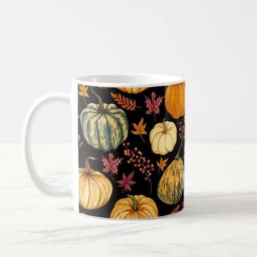 Watercolor Pumpkins Autumn Seamless Pattern Coffee Mug