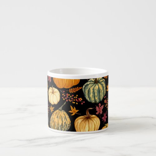 Watercolor Pumpkins Autumn Seamless Pattern Espresso Cup