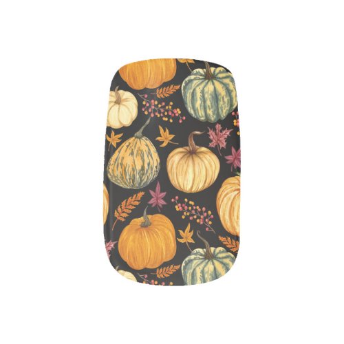 Watercolor Pumpkins Autumn Seamless Pattern Minx Nail Art