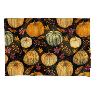 Watercolor Pumpkins: Autumn Seamless Pattern. Pillow Case