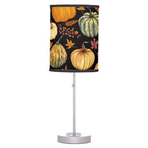 Watercolor Pumpkins Autumn Seamless Pattern Table Lamp