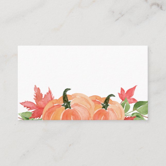 Watercolor Pumpkins Autumn Thanksgiving Place Card (Front)