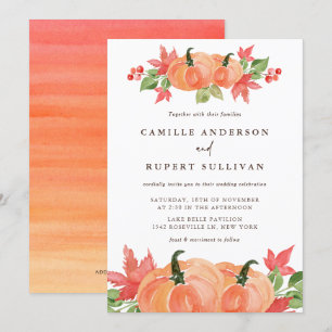 Watercolor Pumpkins Autumn Wedding Invitation