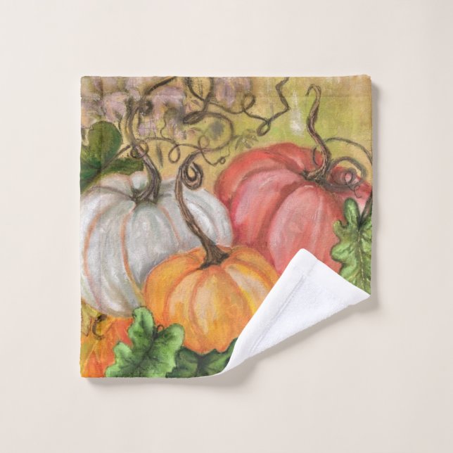 Watercolor Pumpkins Bath Towels (Wash Cloth)