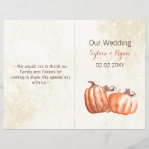 watercolor pumpkins bi fold Wedding program