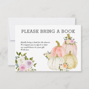 Watercolor Pumpkins Bring A Book Baby Shower Invitation