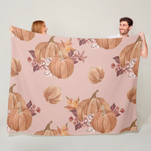 Watercolor Pumpkins Fall Fleece Blanket