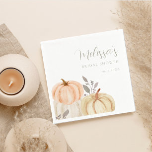 Watercolor Pumpkins Fall Foliage Bridal Shower Napkins