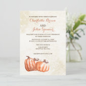 watercolor pumpkins fall harvest wedding invitation (Standing Front)