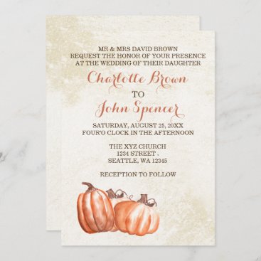 watercolor pumpkins fall harvest wedding invites