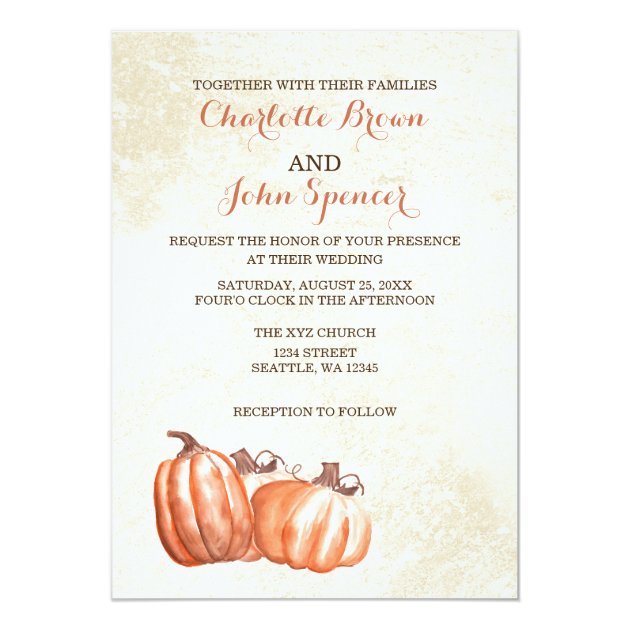 Watercolor Pumpkins Fall Harvest Wedding Invites