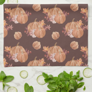 Watercolor Pumpkins Fall Kitchen Towel