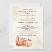 Watercolor pumpkins Fall rehearsal dinner invite (Front)