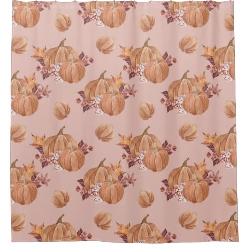 Watercolor Pumpkins Fall Shower Curtain