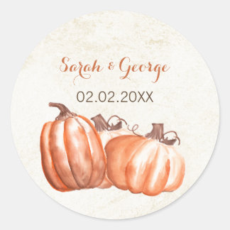 watercolor pumpkins fall wedding favors stickers