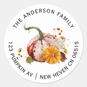 Watercolor Pumpkins Family New Home Address Classic Round Sticker